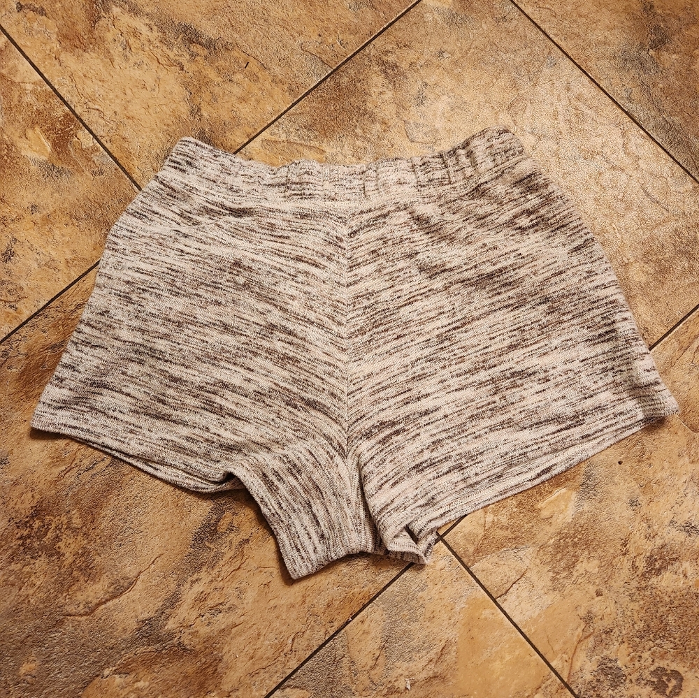 Aerie small mid-rise grey and tan sweater knit shorts